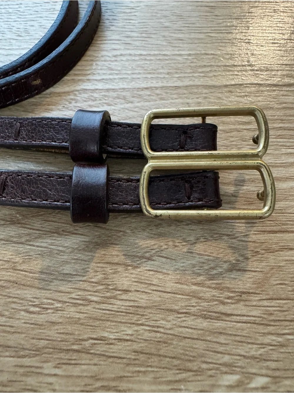 Chloé Dark Brown Leather Double-Strap Waist Belt with Gold Hardware